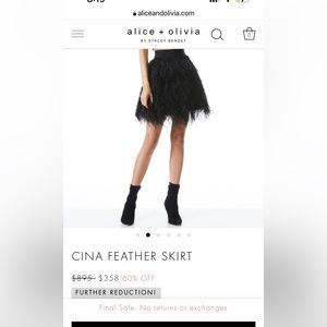 Alice + Olivia black feather skirt